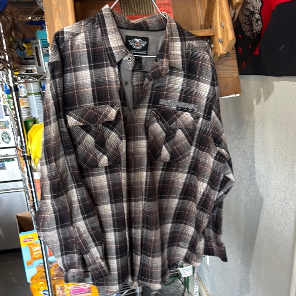 Harley-Davidson Brown Plaid Shirt Jacket